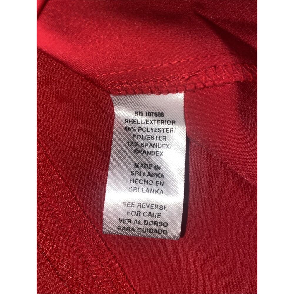 Leslie Faye Dress 12 Large Red Pink Fit& Flare Aline Sleeveless Poly Blend - Picture 10 of 10